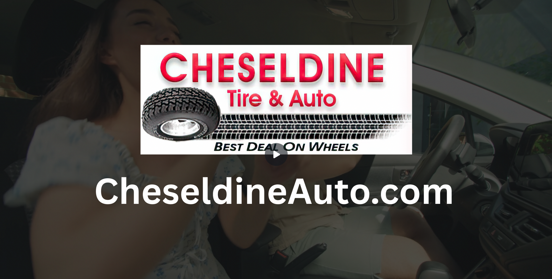 Cheseldine tire and auto logo and web address