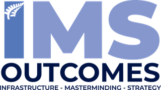 Logo for IMS Outcomes with a silver fern icon, featuring the text "IMS OUTCOMES" and "INFRASTRUCTURE - MASTERMINDING - STRATEGY"