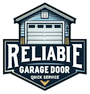 Logo for Reliable Garage Door. Features a garage and text on a shield shape.