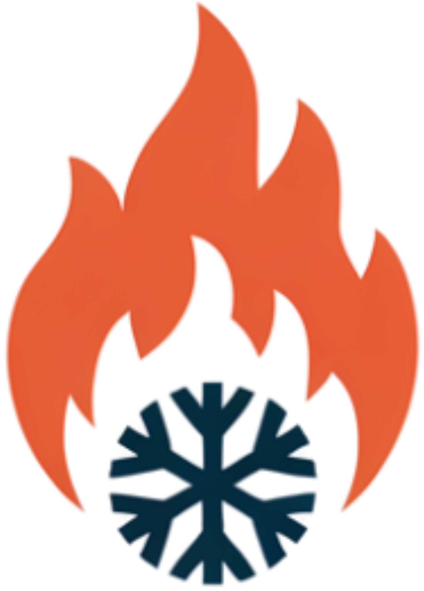 AA Heating and Air Conditioning icon, snowflake surrounded by flames
