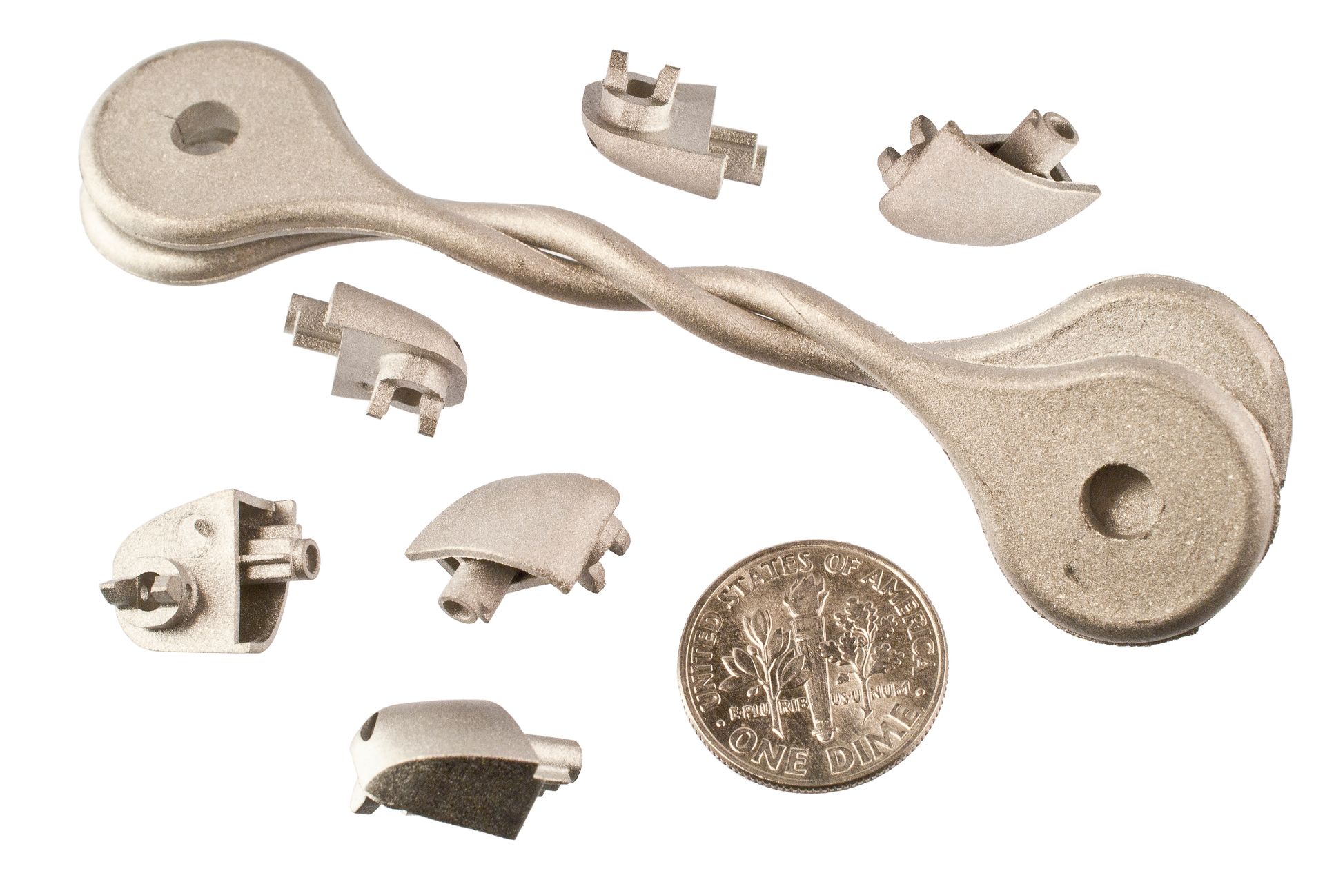 metal medical parts, tensile bar and dime