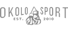 A logo for okolo sport with a boxing glove on a white background.