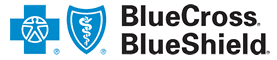 The blue cross blue shield logo has a blue cross and a caduceus on it.