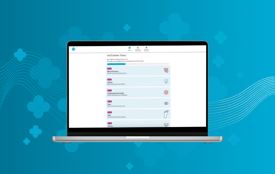 A tablet and a cell phone are displaying a diabetes checklist.