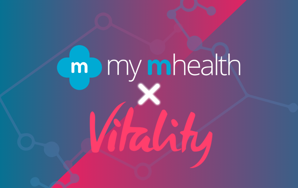 Vitality and my health logos on a blue background