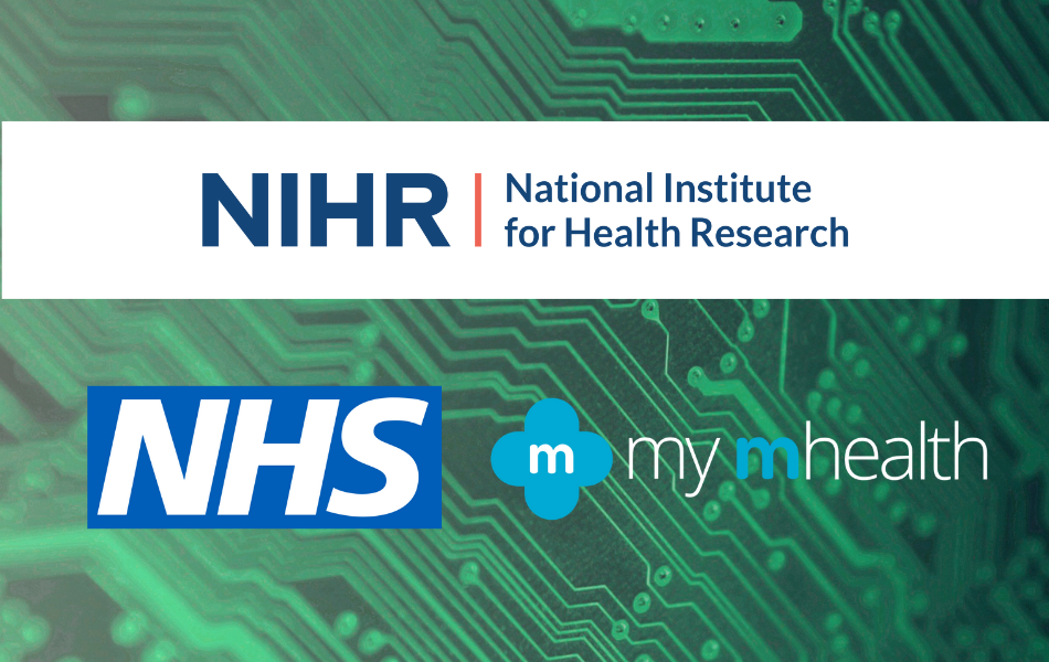 The nhs logo is on a blue background