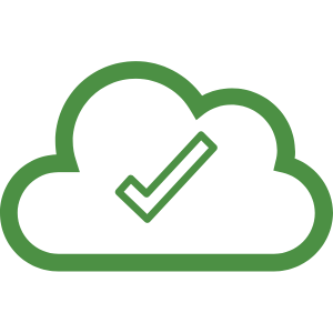 Green cloud with tick icon