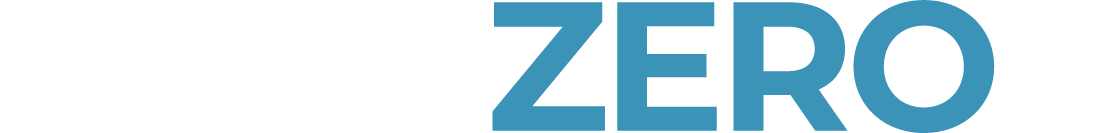 The word zero is written in blue on a white background.