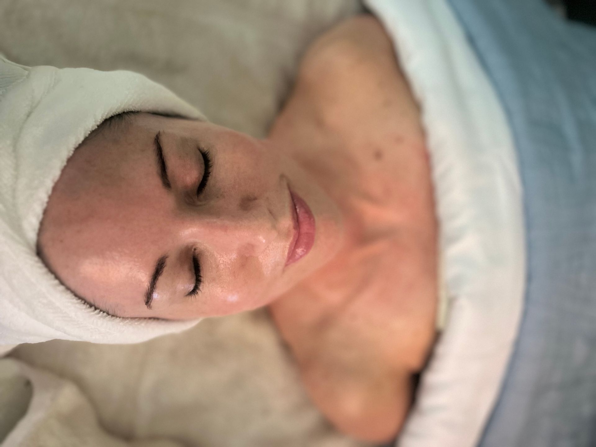Client receiving an 80-minute Anti-Aging Facial at Spa La La Tampa to smooth fine lines, firm skin, and restore youthful radiance.