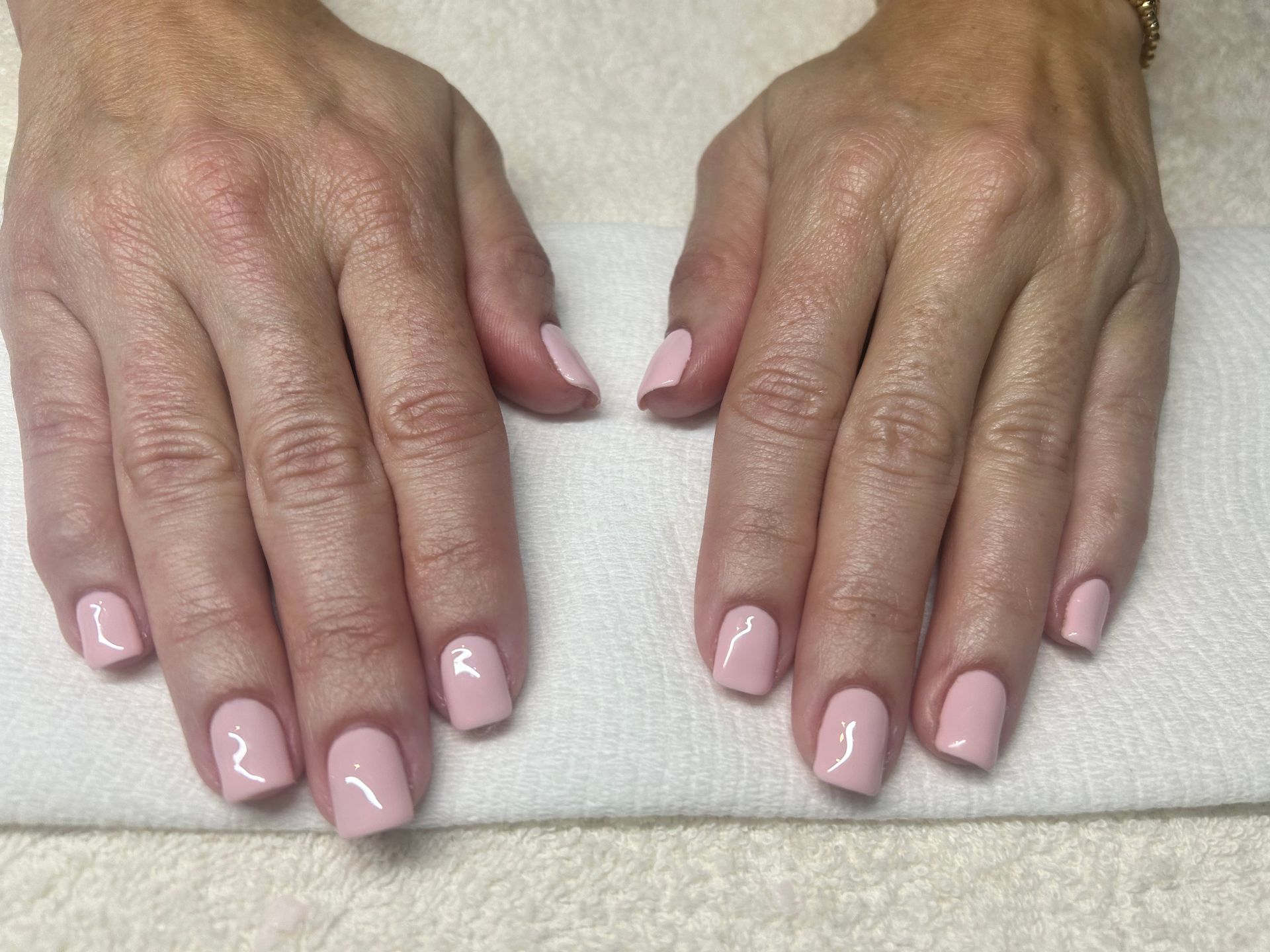 spa la la tampa shellac gel polish manicure in pale pink