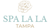 The logo for Spa La La Tampa  has a flower on it.