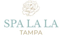 The logo for Spa La La Tampa  has a flower on it.