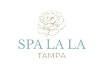 The logo for Spa La La Tampa  has a flower on it.