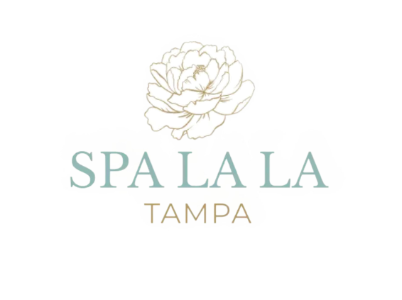 The logo for Spa La La Tampa  has a flower on it.
