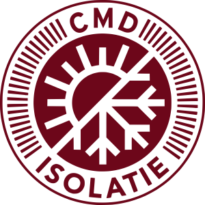 Een groen-wit gestreepte letter m op een witte achtergrond.