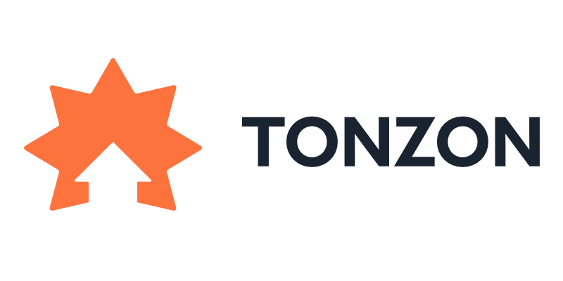 Oranje stervormig logo met een opwaartse pijl en het woord 