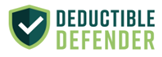 Logo for Deductible Defender: Shield with a checkmark and text.