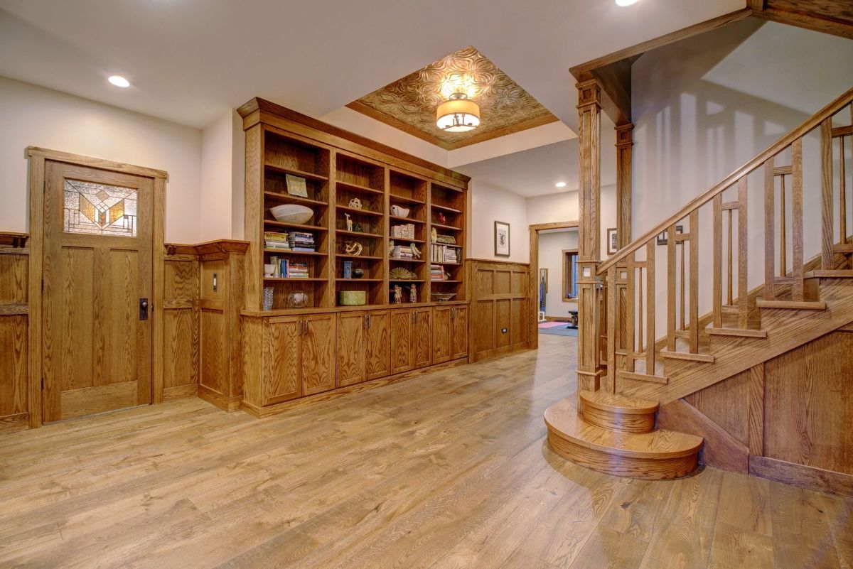There is a staircase leading up to the second floor of the house.