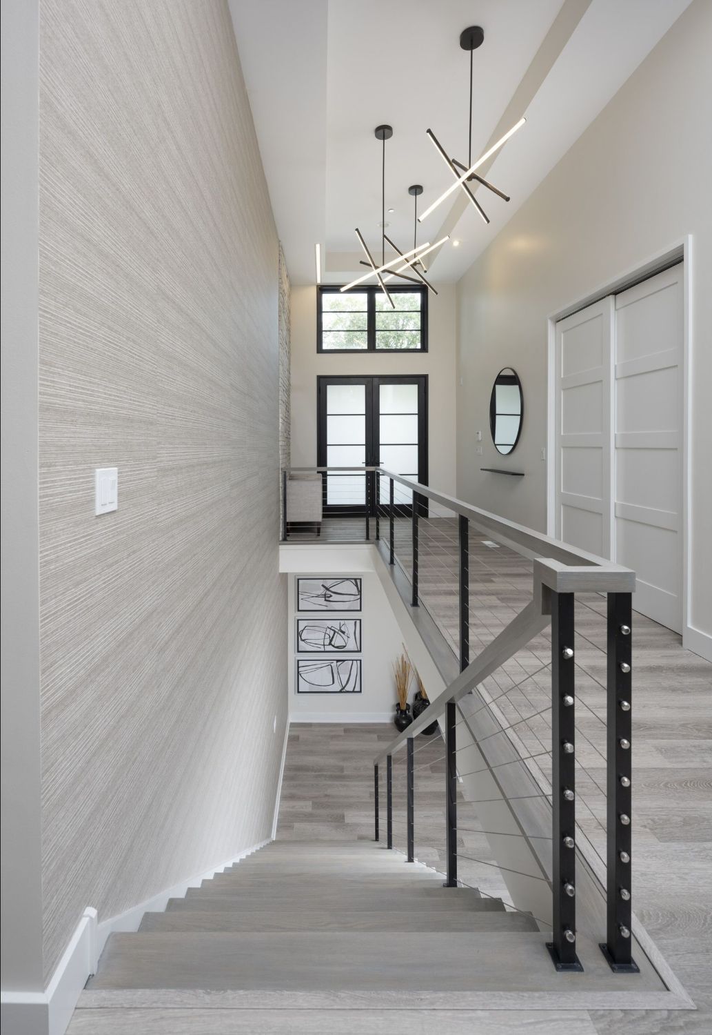 A staircase leading up to the second floor of a house