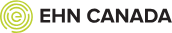 Logo for EHN Canada, black text with a green spiral design to the left.