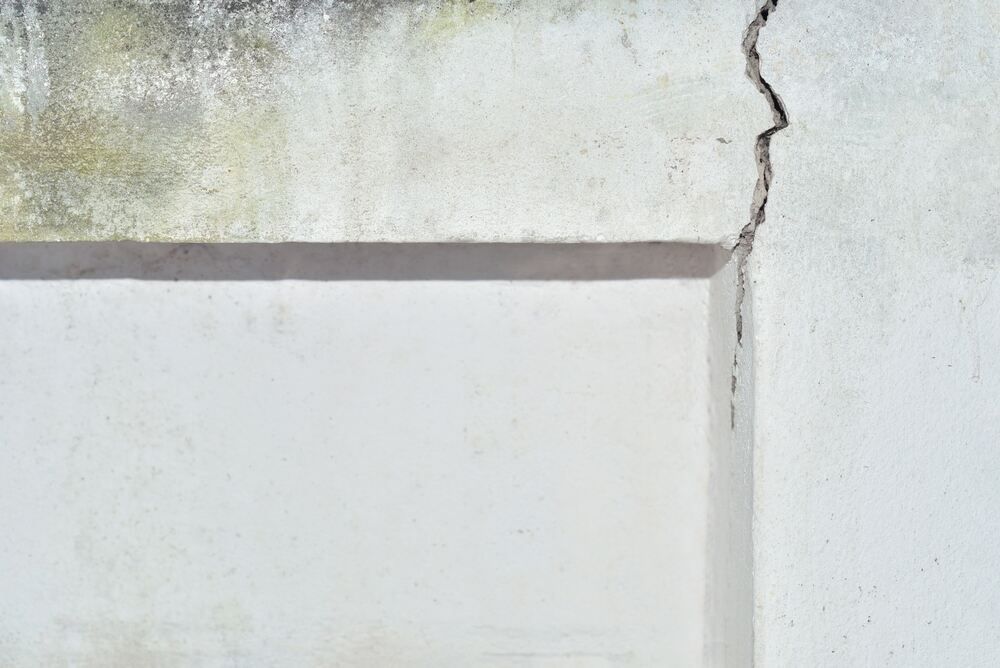 A crack in a basement wall.