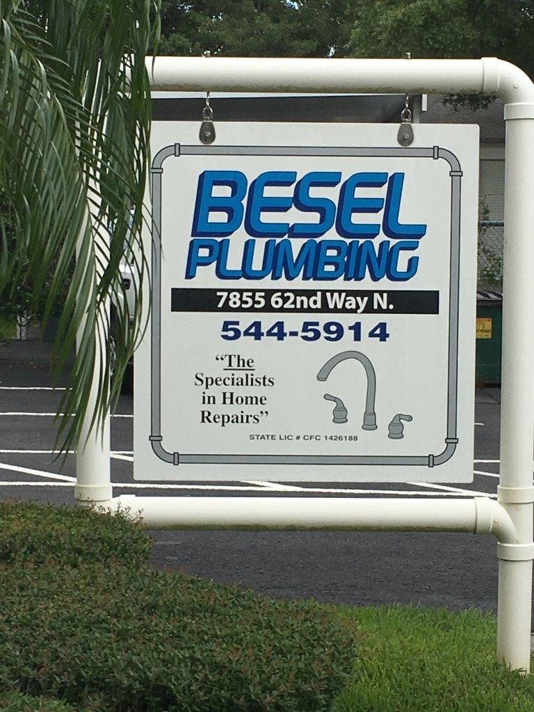 Sign — Besel Plumbing store front in Pinellas Park, FL