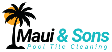 A logo for maui & sons pool tile cleaning