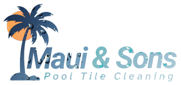 A logo for maui & sons pool tile cleaning