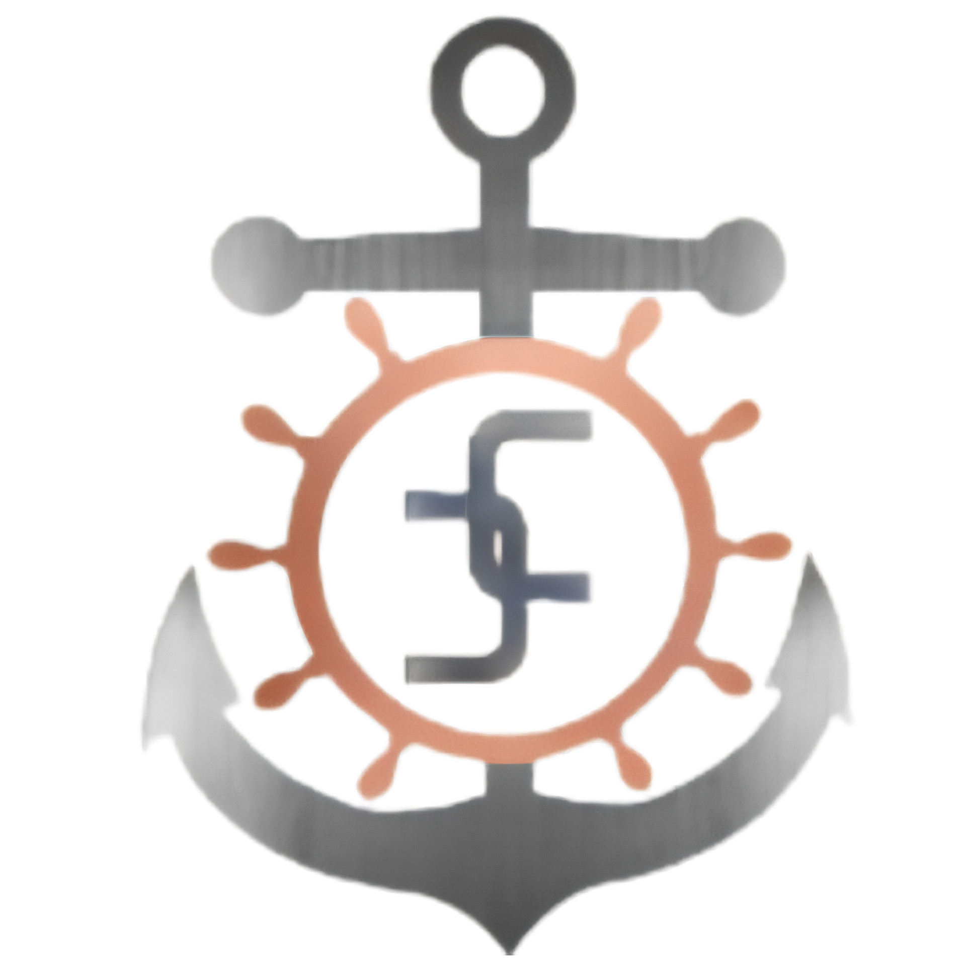 Gray anchor logo with a rust-orange circular emblem and dark central symbol