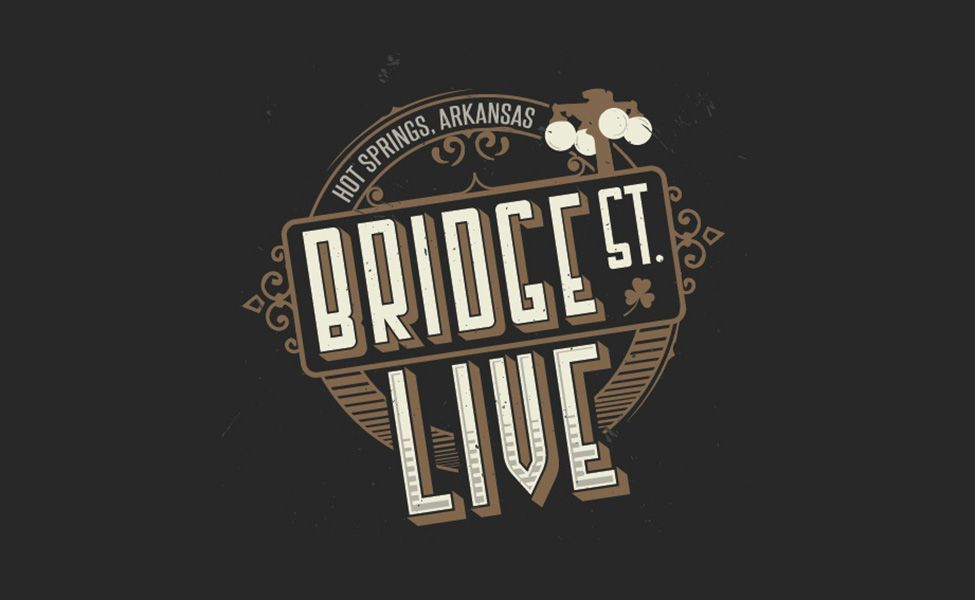 Bridge St. Live logo: White text on brown background. Shows