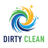Il logo di dirty clean mostra un vortice d'acqua e stelle.
