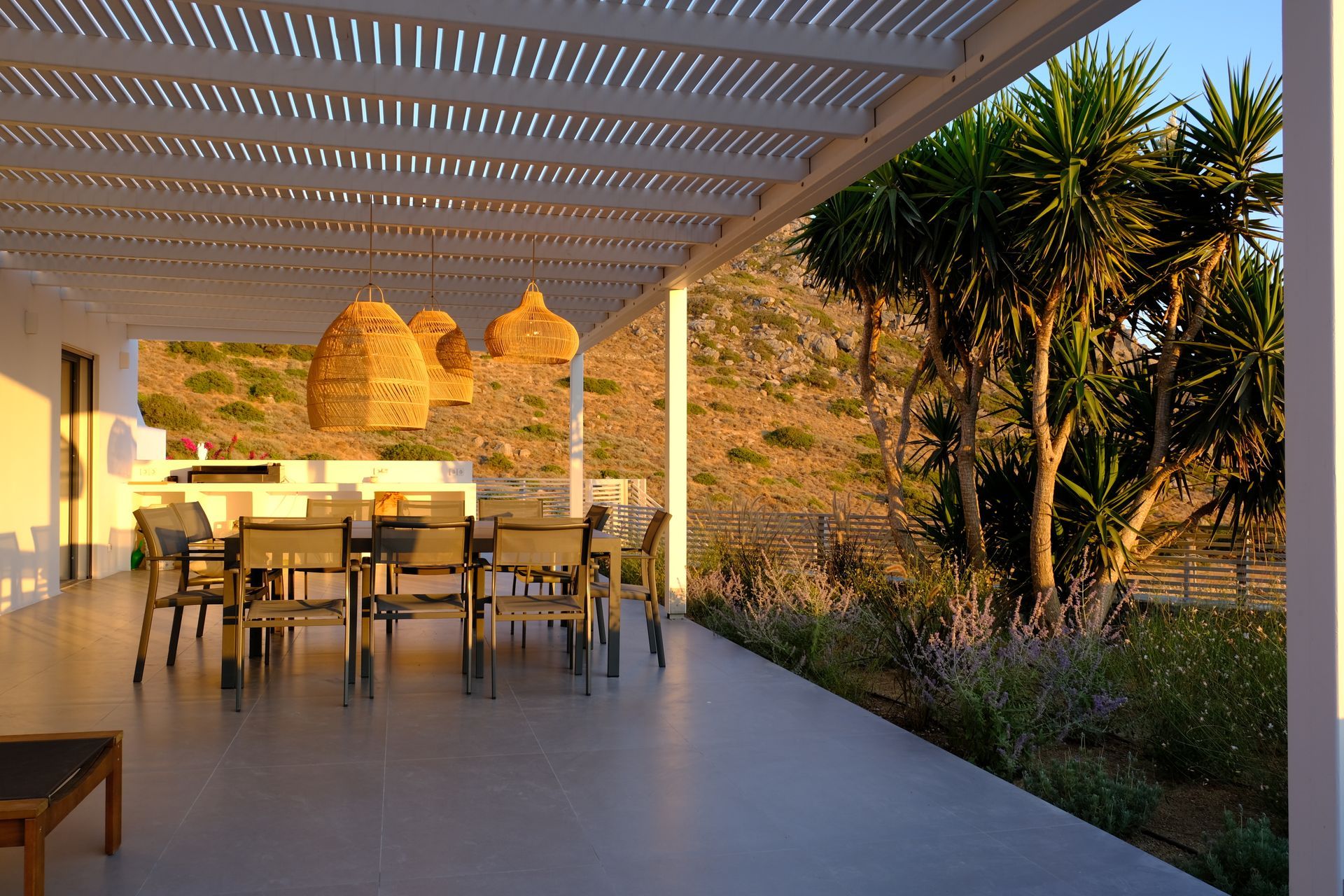 kyparissi-villa terrace and montain view