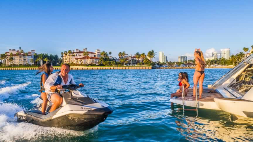 yacht rental party with jet ski