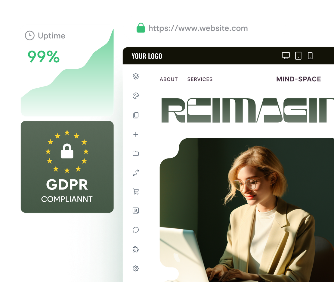 A woman is sitting in front of a laptop computer.