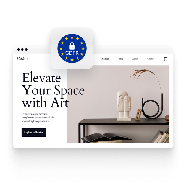 A screenshot of a website that says `` elevate your space with art ''.