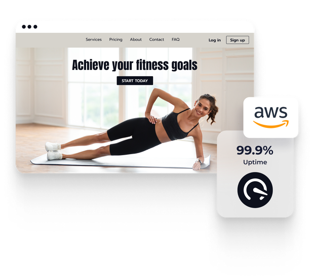 A woman is doing a plank on a yoga mat on a website.