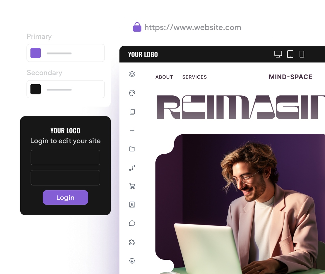A man is sitting at a table using a laptop computer.