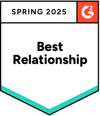 A badge that says `` best relationship winter 2025 '' on it.