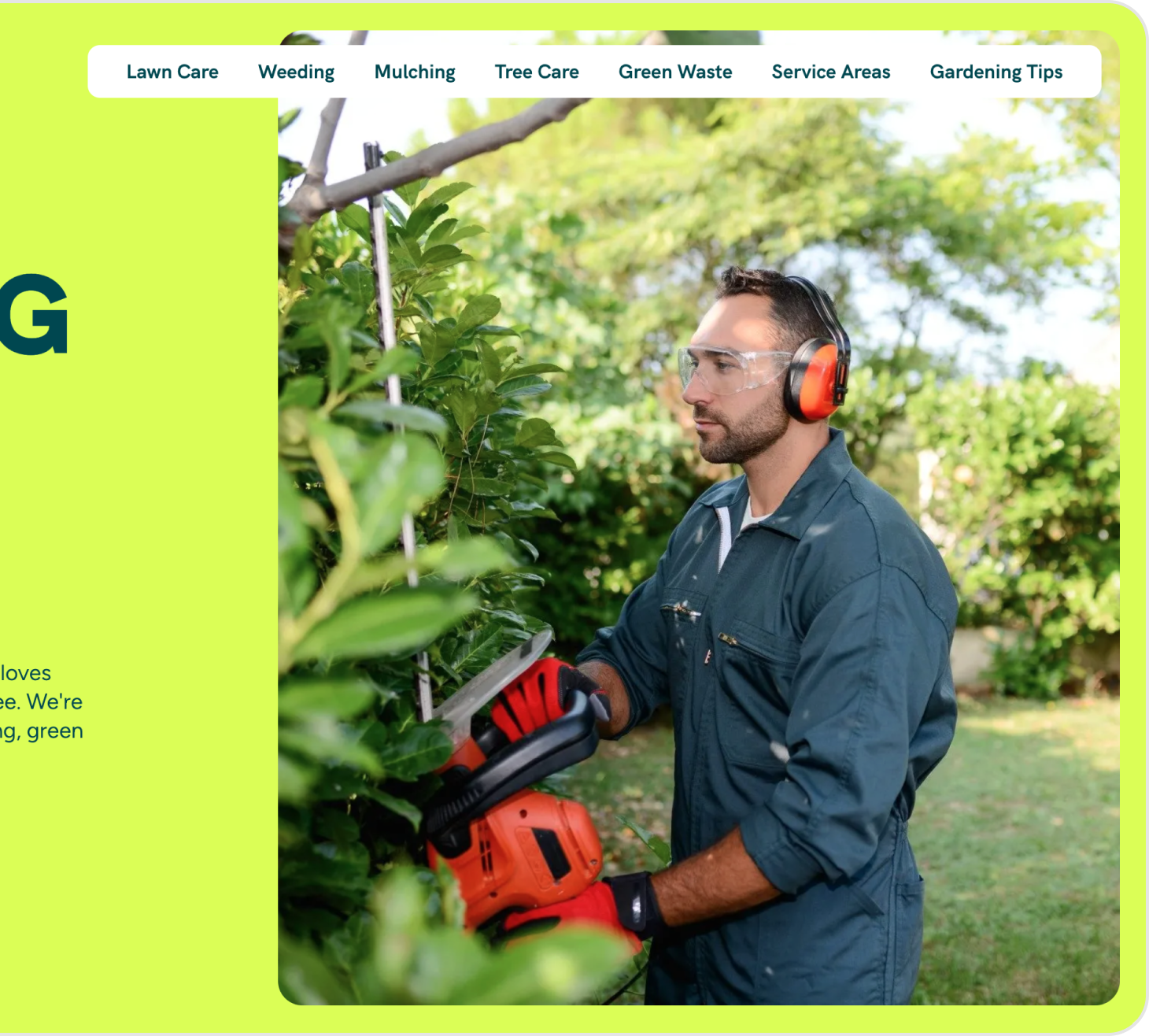 A man wearing headphones is cutting a tree with a chainsaw
