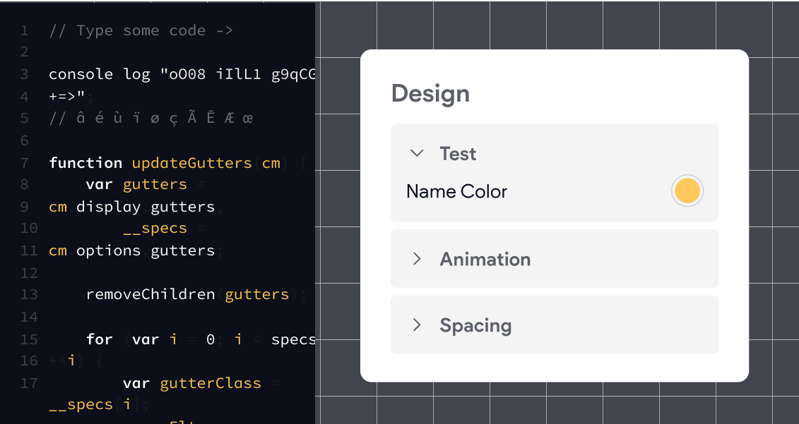 A computer screen with a grid and a box that says design