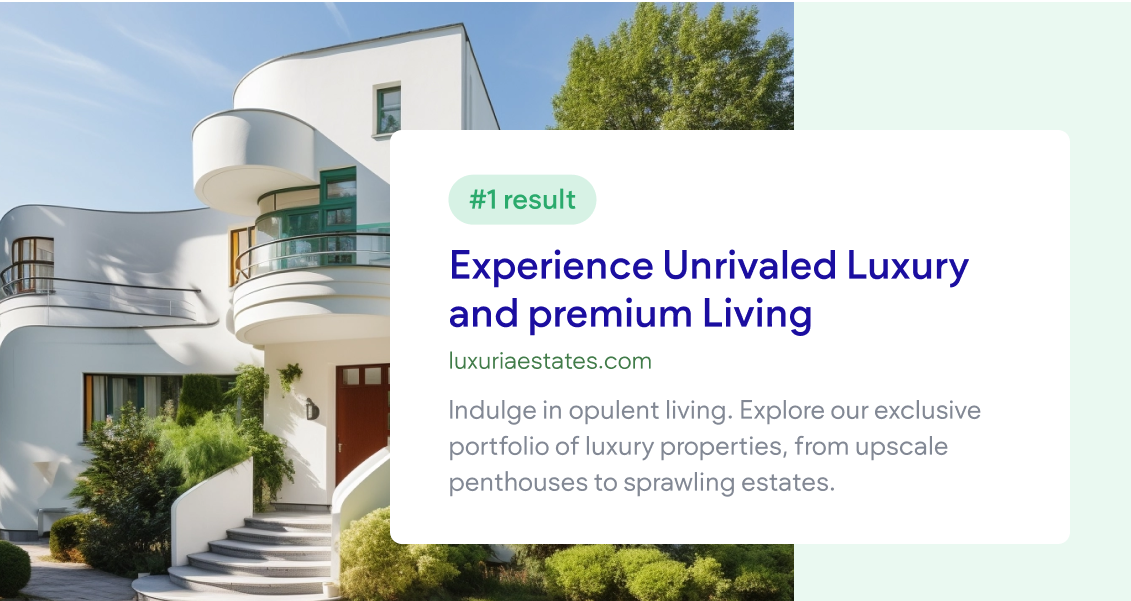 A picture of a house with the words `` experience unrivaled luxury and premium living '' on it.