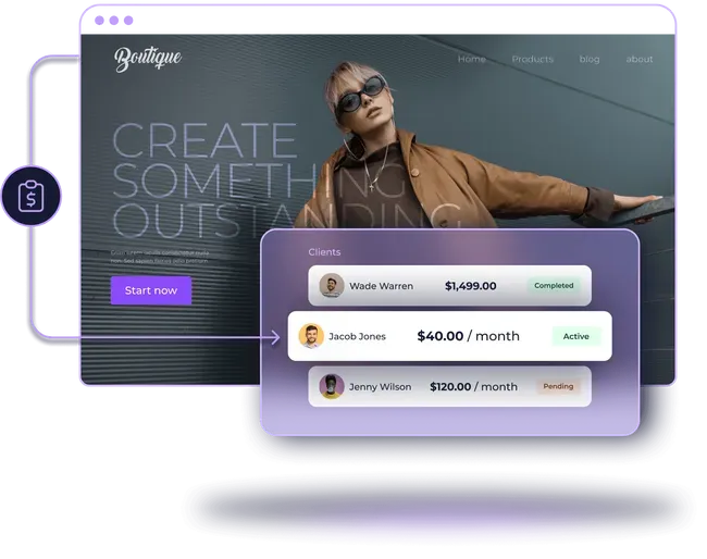 A screenshot of a website that says create something outstanding