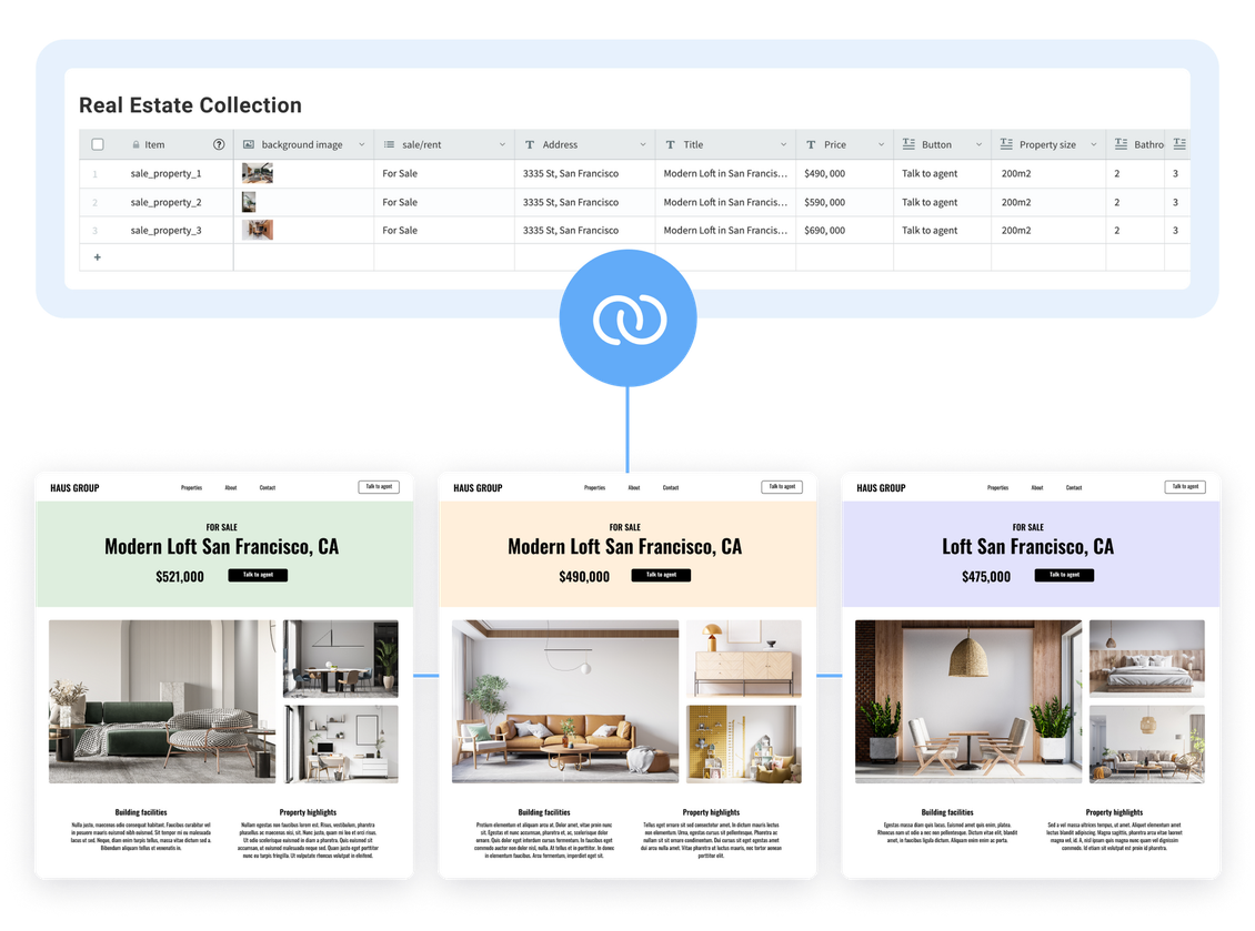 A screenshot of a website with a blue circle in the middle.
