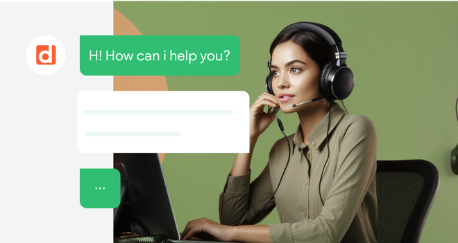 A woman wearing headphones is sitting in front of a laptop computer.