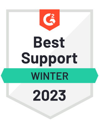 A badge that says `` best support winter 2023 '' on it.