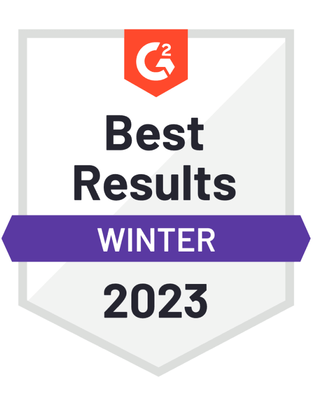 A badge that says `` best results winter 2023 '' on it.