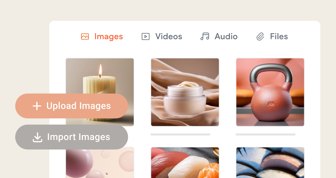 A screenshot of a website where you can upload images and import images.