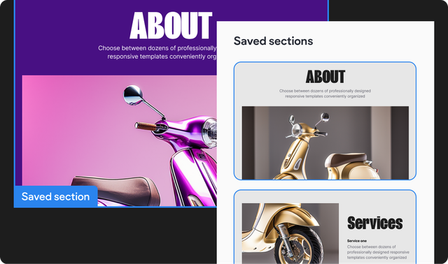 A purple and gold scooter is on a purple and black background.