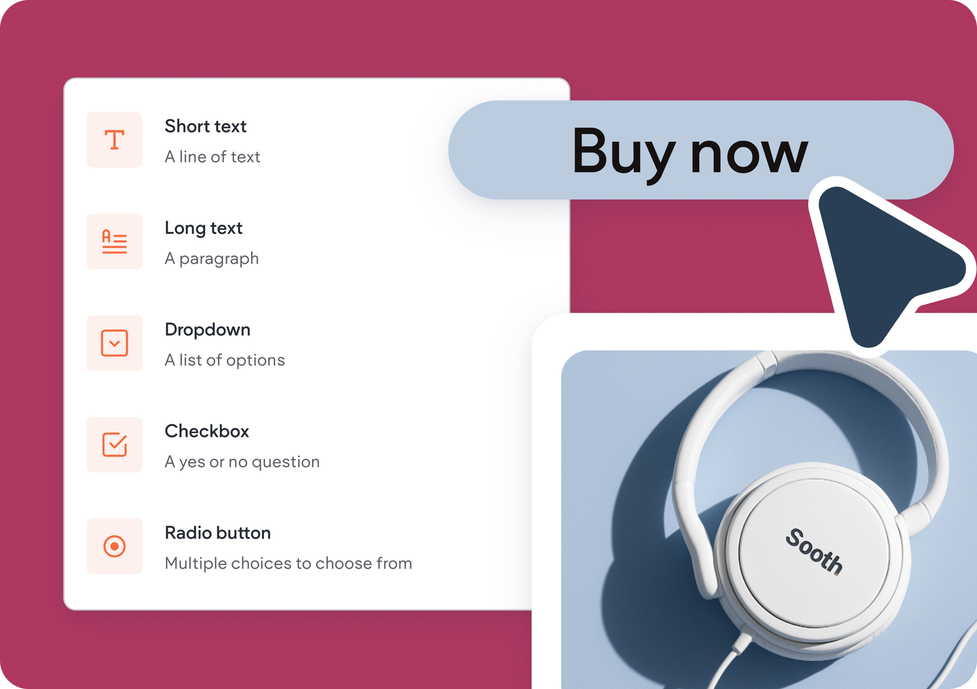 White headphones next to an online form with a 
