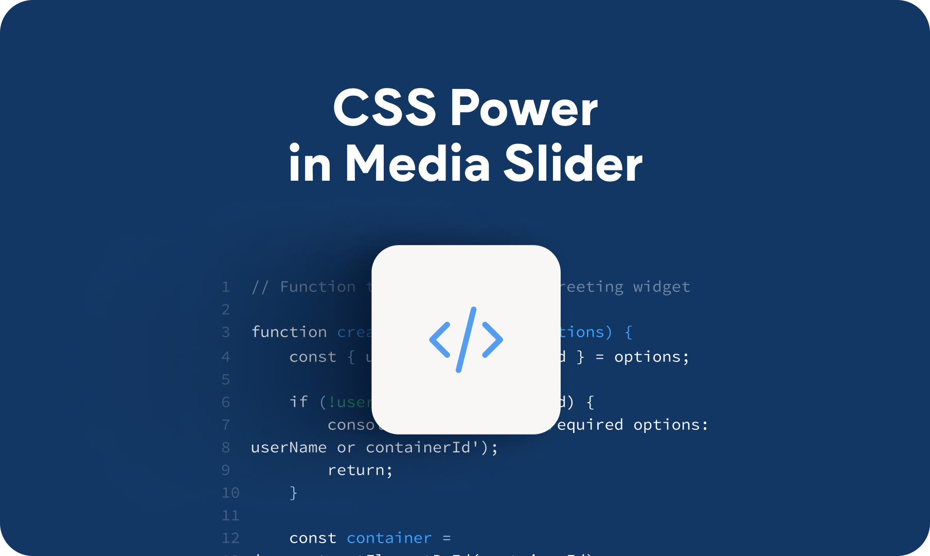 A blue background with the words css power in media slider on it